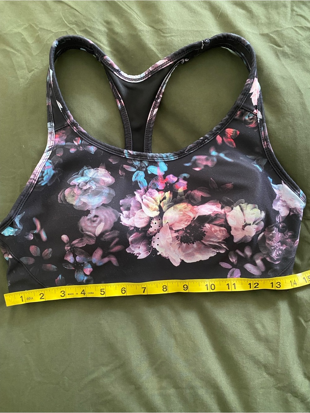 AVIA Floral Racerback Sports Bra | Size Large (12–14) | Medium Support